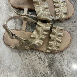 Zara Gold Ruffle Sandals Elegant Summer Footwear